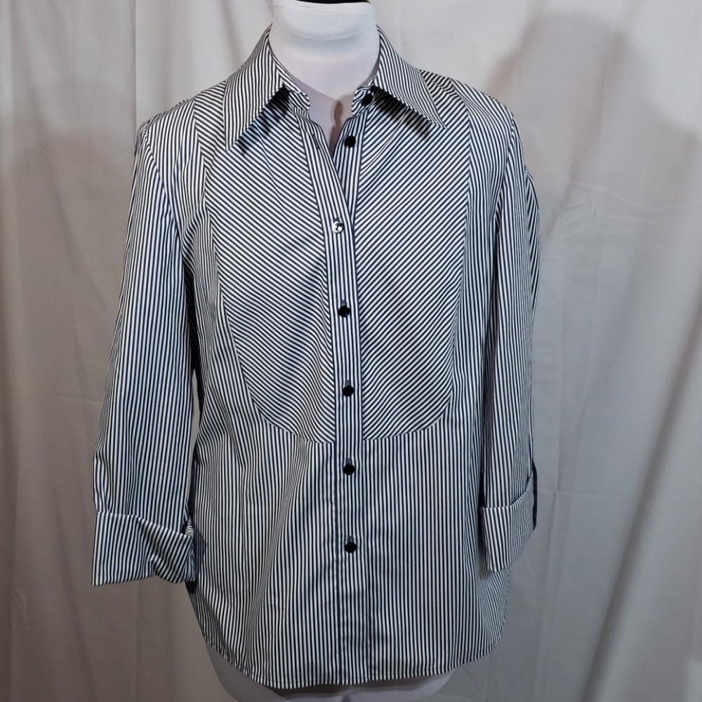 NWT Ellen Tracy Striped Button Down Top Size 6